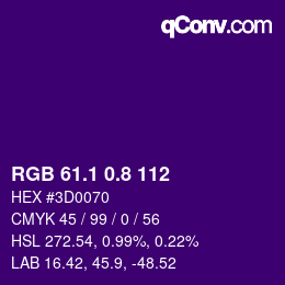 カラーコード: RGB 61.1 0.8 112 | qconv.com
