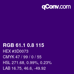 カラーコード: RGB 61.1 0.8 115 | qconv.com