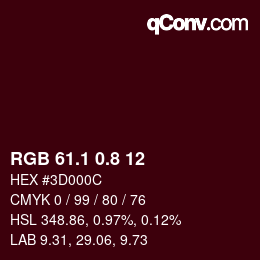 カラーコード: RGB 61.1 0.8 12 | qconv.com