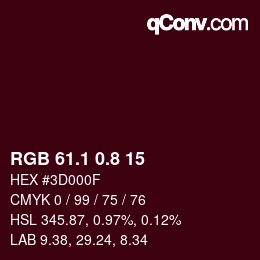 カラーコード: RGB 61.1 0.8 15 | qconv.com