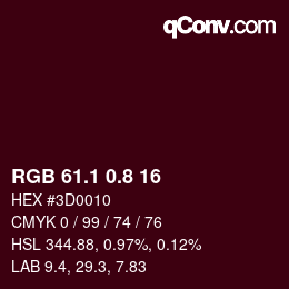 カラーコード: RGB 61.1 0.8 16 | qconv.com