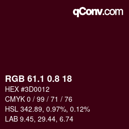 カラーコード: RGB 61.1 0.8 18 | qconv.com