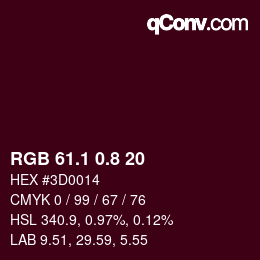 Color code: RGB 61.1 0.8 20 | qconv.com