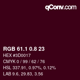 カラーコード: RGB 61.1 0.8 23 | qconv.com