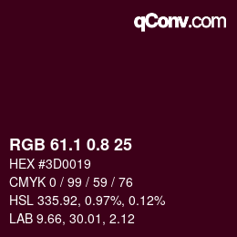 Color code: RGB 61.1 0.8 25 | qconv.com
