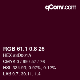 Código de color: RGB 61.1 0.8 26 | qconv.com