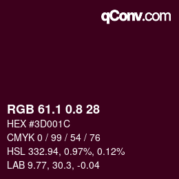 カラーコード: RGB 61.1 0.8 28 | qconv.com