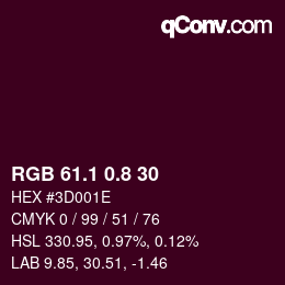 カラーコード: RGB 61.1 0.8 30 | qconv.com