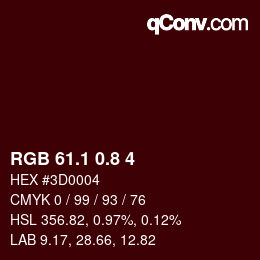 Color code: RGB 61.1 0.8 4 | qconv.com