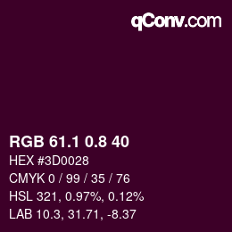カラーコード: RGB 61.1 0.8 40 | qconv.com