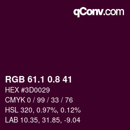 カラーコード: RGB 61.1 0.8 41 | qconv.com