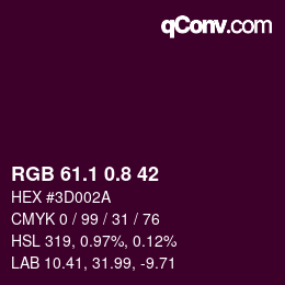 カラーコード: RGB 61.1 0.8 42 | qconv.com