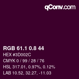カラーコード: RGB 61.1 0.8 44 | qconv.com