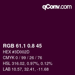 カラーコード: RGB 61.1 0.8 45 | qconv.com