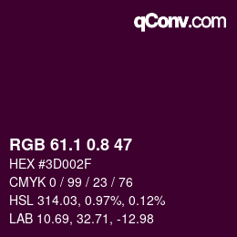 カラーコード: RGB 61.1 0.8 47 | qconv.com