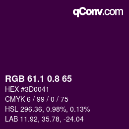 カラーコード: RGB 61.1 0.8 65 | qconv.com