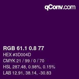 カラーコード: RGB 61.1 0.8 77 | qconv.com