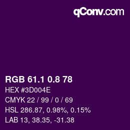 カラーコード: RGB 61.1 0.8 78 | qconv.com