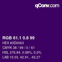 カラーコード: RGB 61.1 0.8 99 | qconv.com