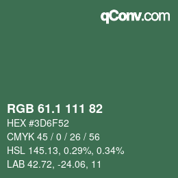 カラーコード: RGB 61.1 111 82 | qconv.com