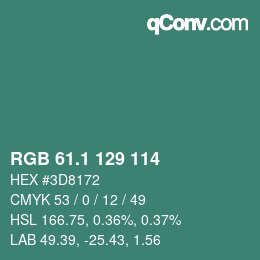 カラーコード: RGB 61.1 129 114 | qconv.com