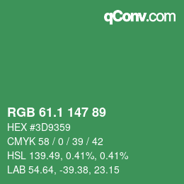 カラーコード: RGB 61.1 147 89 | qconv.com