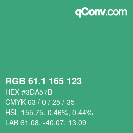 カラーコード: RGB 61.1 165 123 | qconv.com
