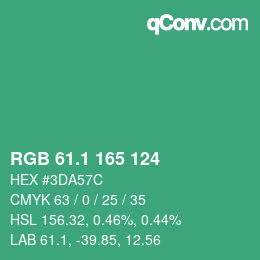 カラーコード: RGB 61.1 165 124 | qconv.com