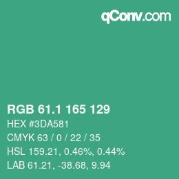 カラーコード: RGB 61.1 165 129 | qconv.com