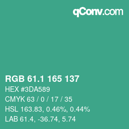 カラーコード: RGB 61.1 165 137 | qconv.com