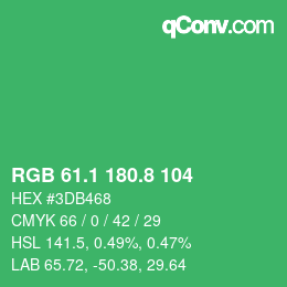 カラーコード: RGB 61.1 180.8 104 | qconv.com