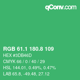 カラーコード: RGB 61.1 180.8 109 | qconv.com