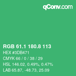 カラーコード: RGB 61.1 180.8 113 | qconv.com