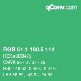 カラーコード: RGB 61.1 180.8 114 | qconv.com