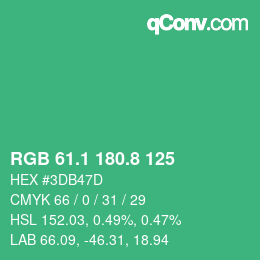 カラーコード: RGB 61.1 180.8 125 | qconv.com