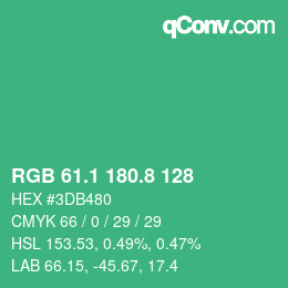 カラーコード: RGB 61.1 180.8 128 | qconv.com