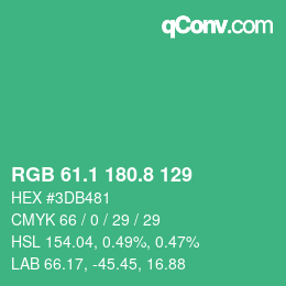カラーコード: RGB 61.1 180.8 129 | qconv.com