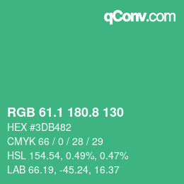 カラーコード: RGB 61.1 180.8 130 | qconv.com