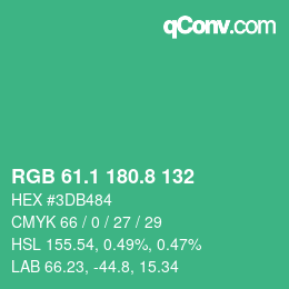 カラーコード: RGB 61.1 180.8 132 | qconv.com