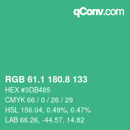 カラーコード: RGB 61.1 180.8 133 | qconv.com