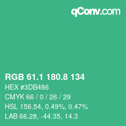 カラーコード: RGB 61.1 180.8 134 | qconv.com