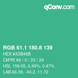 カラーコード: RGB 61.1 180.8 139 | qconv.com
