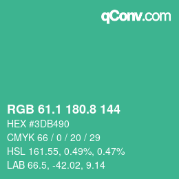 カラーコード: RGB 61.1 180.8 144 | qconv.com