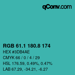 Color code: RGB 61.1 180.8 174 | qconv.com