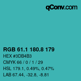 Código de color: RGB 61.1 180.8 179 | qconv.com