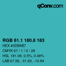 Color code: RGB 61.1 180.8 183 | qconv.com