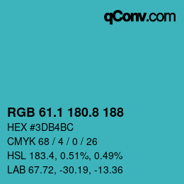 Color code: RGB 61.1 180.8 188 | qconv.com