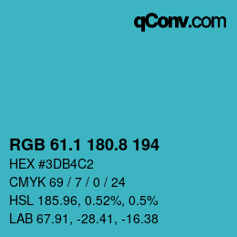 Color code: RGB 61.1 180.8 194 | qconv.com