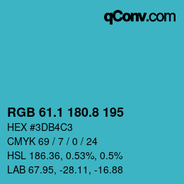 カラーコード: RGB 61.1 180.8 195 | qconv.com