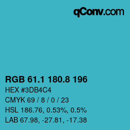 カラーコード: RGB 61.1 180.8 196 | qconv.com